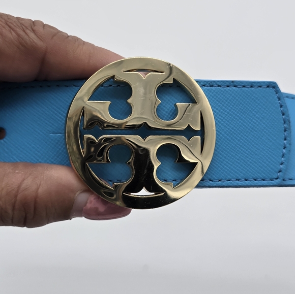 Tory Burch Blue Leather Belt with Gold Buckle - Picture 5 of 7